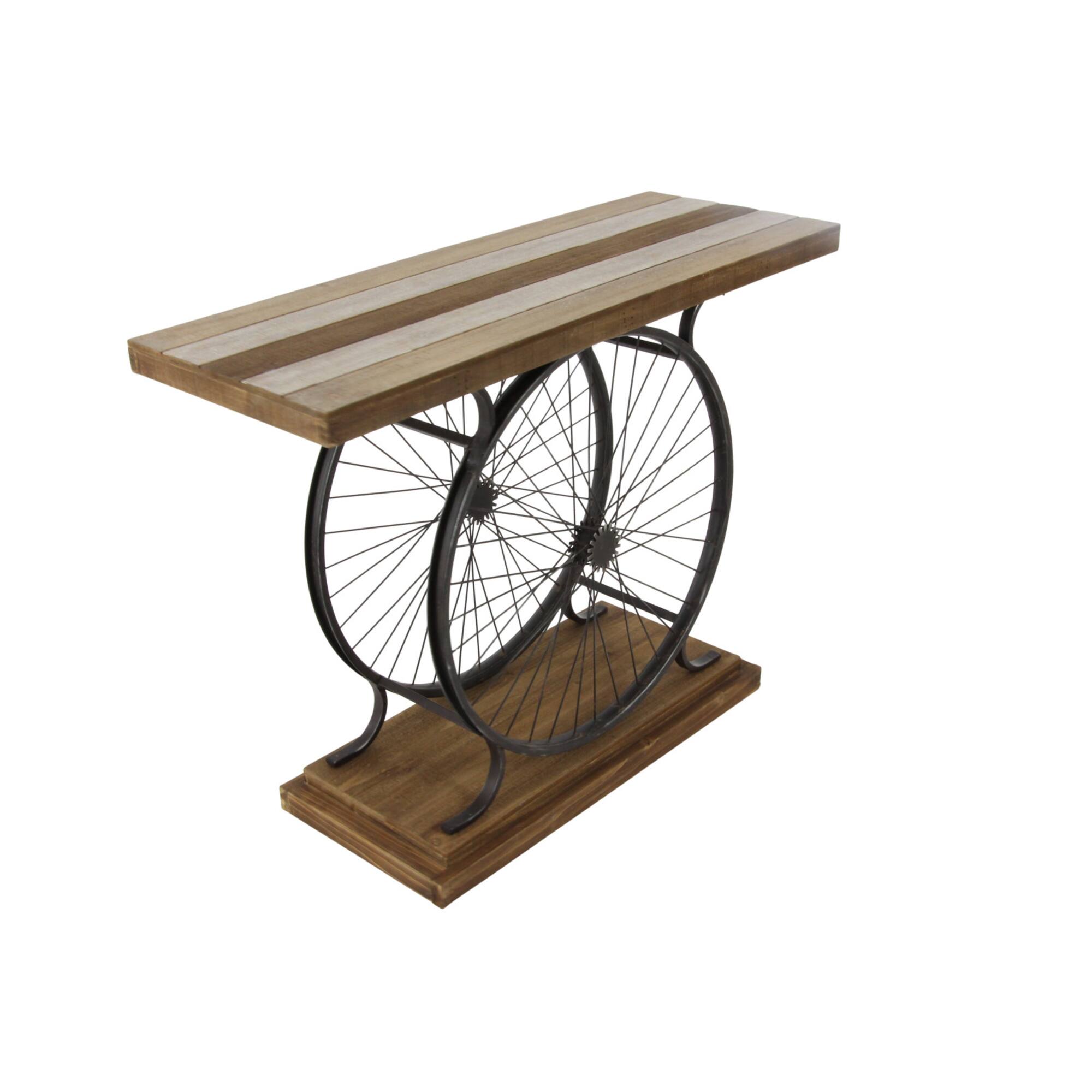 Brown Industrial Wood Console Table, 12" x 39"